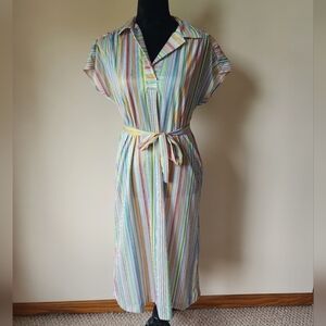 Vintage Teddi Of California Rainbow Striped Dress Women's Size M/L.